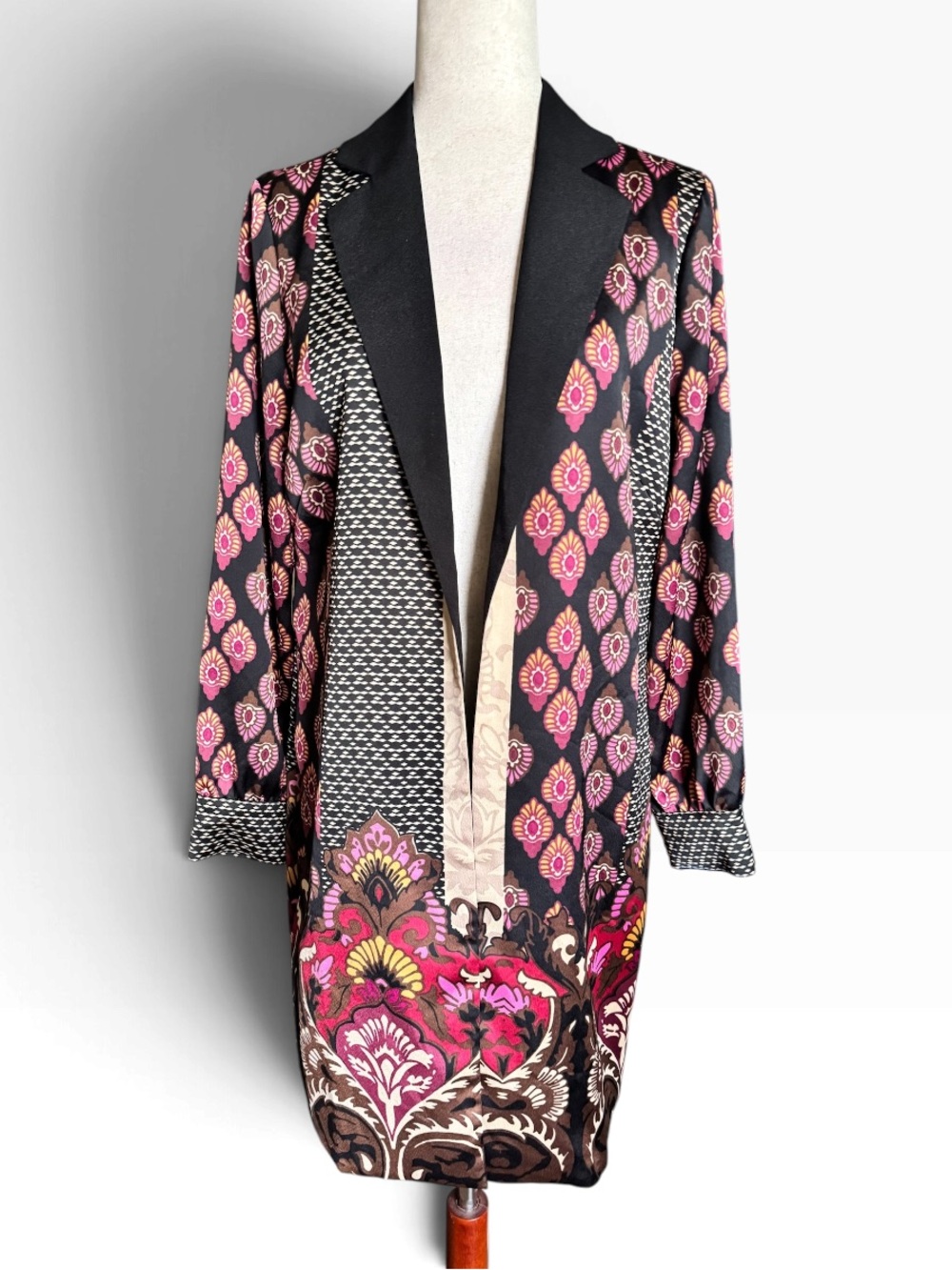 Chico’s Mixed Pattern Longline Open Blazer Jacket